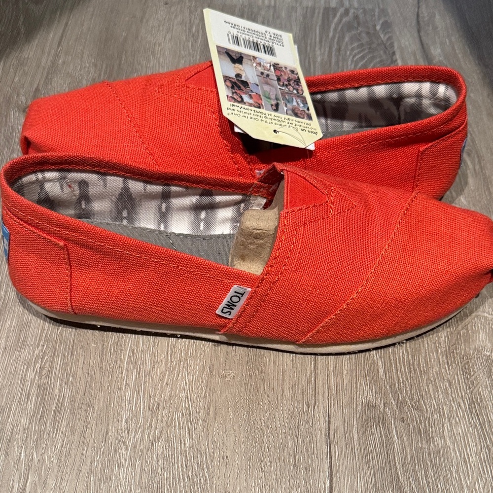 TOMS Vibrant Orange/Red Canvas Slip-Ons